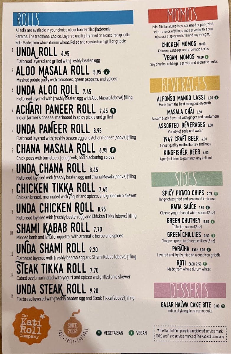 The Kati Roll Company Menu - Image 1